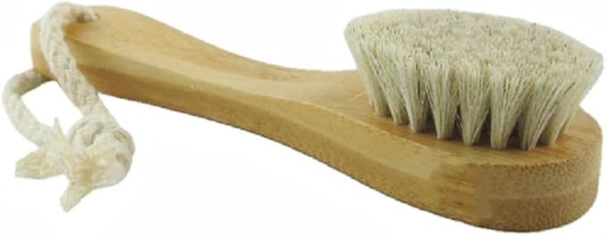 HiKin 2 Pack 6" Bamboo Handle Dry Facial Cleansing Brush with Natural Soft Horsehair Bristles, Face Brush Cleanser Skin Care Exfoliating Brush Scrubber.