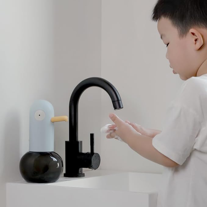Automatic Soap Dispenser for Kids - Cute Duck Touchless Foaming Hand Soap Dispenser, Waterproof USB Rechargeable, Hand- free Shampoo Dispensers for Bathroom, Kitchen Countertop, Preschool
