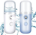 Honoson 2 Pack Nano Facial Mister Spray Bottle Handheld Humidifier Portable Face Mister for Eyelash Extensions USB Rechargeable 1 oz Mini Skin Care Machine for Daily Makeup(White and Blue)