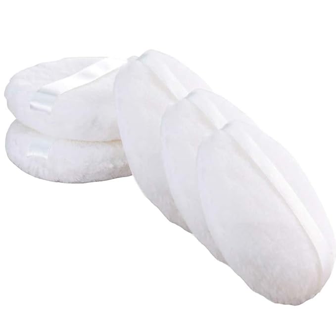 Large Loose powder Puff, 4.3'' XL Body Puff with Ribbon (10.9cm) (5PCS)