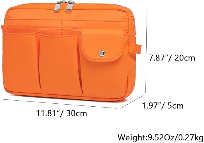 Storage Bag-arge Cosmetic Bag for Women Travel Makeup Bag Zip Up Bag Pure Cotton Canvas Can be Suspended (Orange Red)