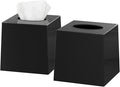 2 Pack Black Tissue Box Cover – Square Tissue Box Holder for Bathroom Accessories Countertop, Decorative Tissue Cover and Square Cube Holder for Modern Home, Office or Dresser Décor