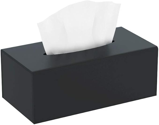 HIIMIEI Acrylic Tissue Box Cover Tissue Holder Napkin Dispenser for Home Office Restaurant-Black