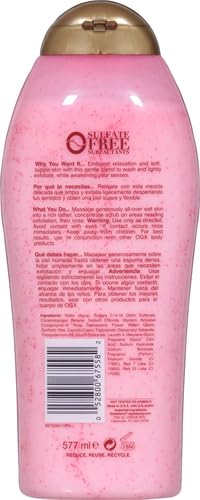 OGX Sensitive + Rose Water & Pink Sea Salt Exfoliating Body Scrub + Rose Quartz, Gentle Exfoliating Daily Wash Softens Skin, Scrub for Women, Sulfate-Free Surfactants, 19.5 fl oz (Pack of 3)