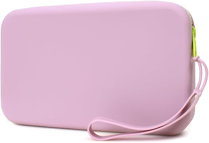 FFpaw Silicone Large Makeup Bag, Travel Toiletry Bag For Women Big Makeup Bag Organizer Portable Cosmetic Bag Zipper Pouch Purse Waterproof Makeup Storage Bag (Medium Purple)