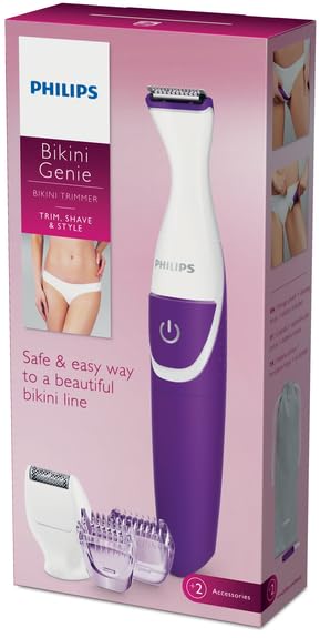 Philips Beauty Bikini Genie Cordless Trimmer for Bikini Line Hair Removal, with Shaving Head and Comb, BRT383/50