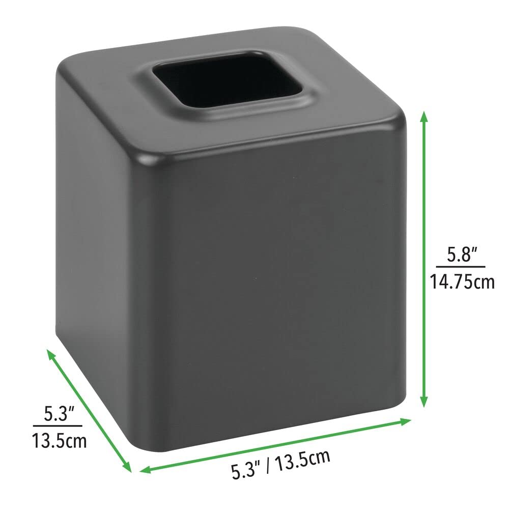 mDesign Metal Square Tissue Box Cover, Modern Facial Paper Holder - Accessories for Bathroom Vanity Countertop, Bedroom Dresser, Night Stand, Desk, Office, End Table - Unity Collection - Graphite Gray