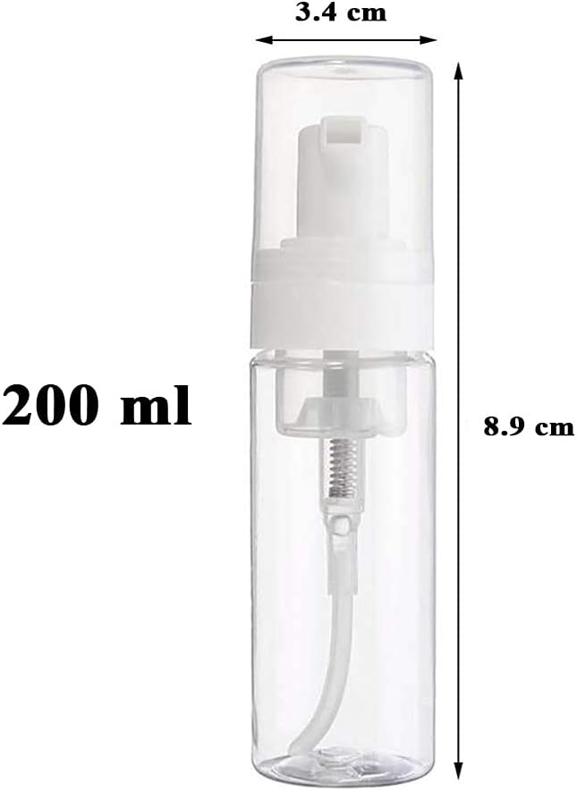 Beoncall Foaming Dispenser 7oz Transparent Empty Spray Bottle 2Pcs Plastic Foam Pump Travel Soap Portable Foam Bottle (200ml)