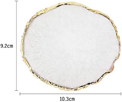 JASSINS Resin Nail Art Palette,Nail Art Painting Mixed Color Palette Gold Edge Nail Gel Color Makeup Display Board (White)