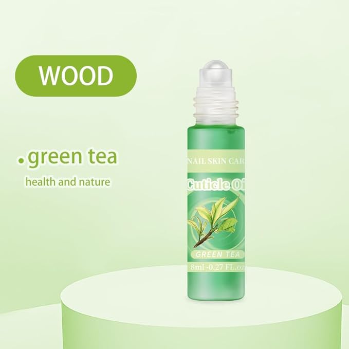 SULLMAR 8ml/0.27 FL.oz Cuticle Oil Roller Nourishing Moisturizing Roll On Cuticle Oil for Convenient Portable Nail Rollerball for On the Go Hydration and Care(Lemon&Green Tea)