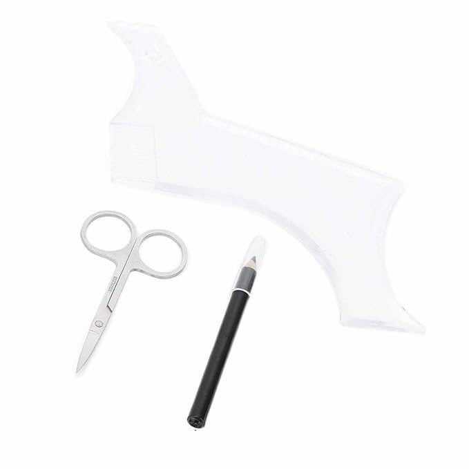 3pcs Mens Beard Shaping Tool Set - Professional Beard Styling Tools with Scissors, Comb & Pen for Precise Grooming At Home