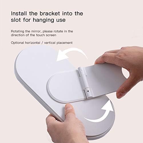 HPYDIY Portable LED Makeup Mirror with Storage Box, Touch Control Dimmable Light, Rotatable Stand & Rechargeable Cosmetic Organizer for Travel