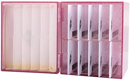 Sisiter 10 Layers Acrylic Eyelash Storage Box,Eyelash Holder Extension Tool,Makeup Organizer False Eyelashes Glue Pallet Holder, Grafting Eye lashes Close-Packed Display with 10 Pallets (pink)