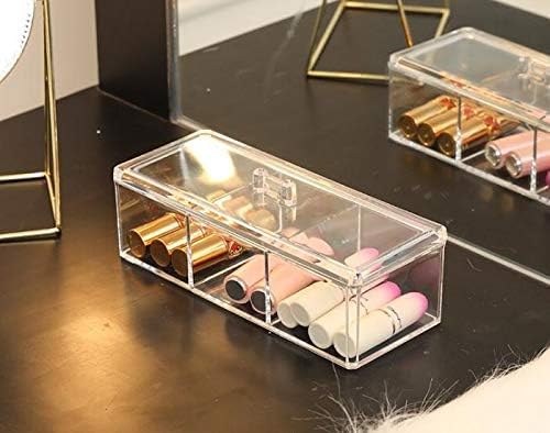 KW Collection Square Acrylic Cotton Ball Pads Gauze Swab Holder Organizer Q-tip Dispenser Storage Canister Bathroom Container Flossers Box Case (9.3x3.7x3 in, 1 Tier, 3 Partitions, Transparent)