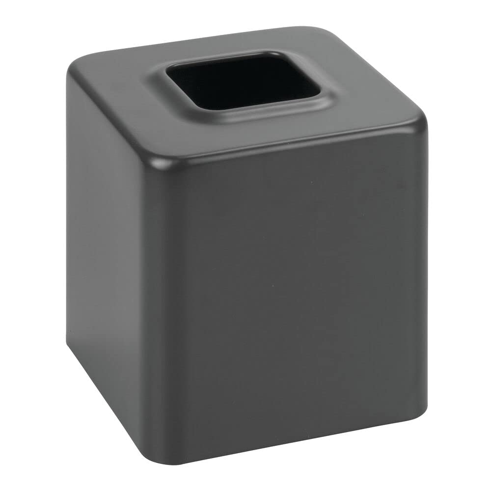 mDesign Metal Square Tissue Box Cover, Modern Facial Paper Holder - Accessories for Bathroom Vanity Countertop, Bedroom Dresser, Night Stand, Desk, Office, End Table - Unity Collection - Graphite Gray