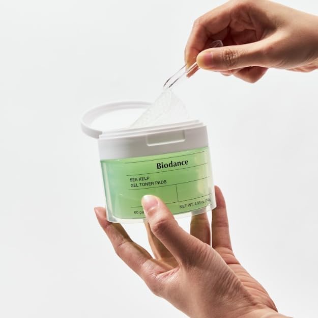 Biodance Sea Kelp Gel Toner Pads, Calming Toner Pads for Sensitive Skin, Oil & Sebum Control, Refreshing Blemish Care, Pre-Soaked Pads, Korean Skin Careㅣ60 Pads