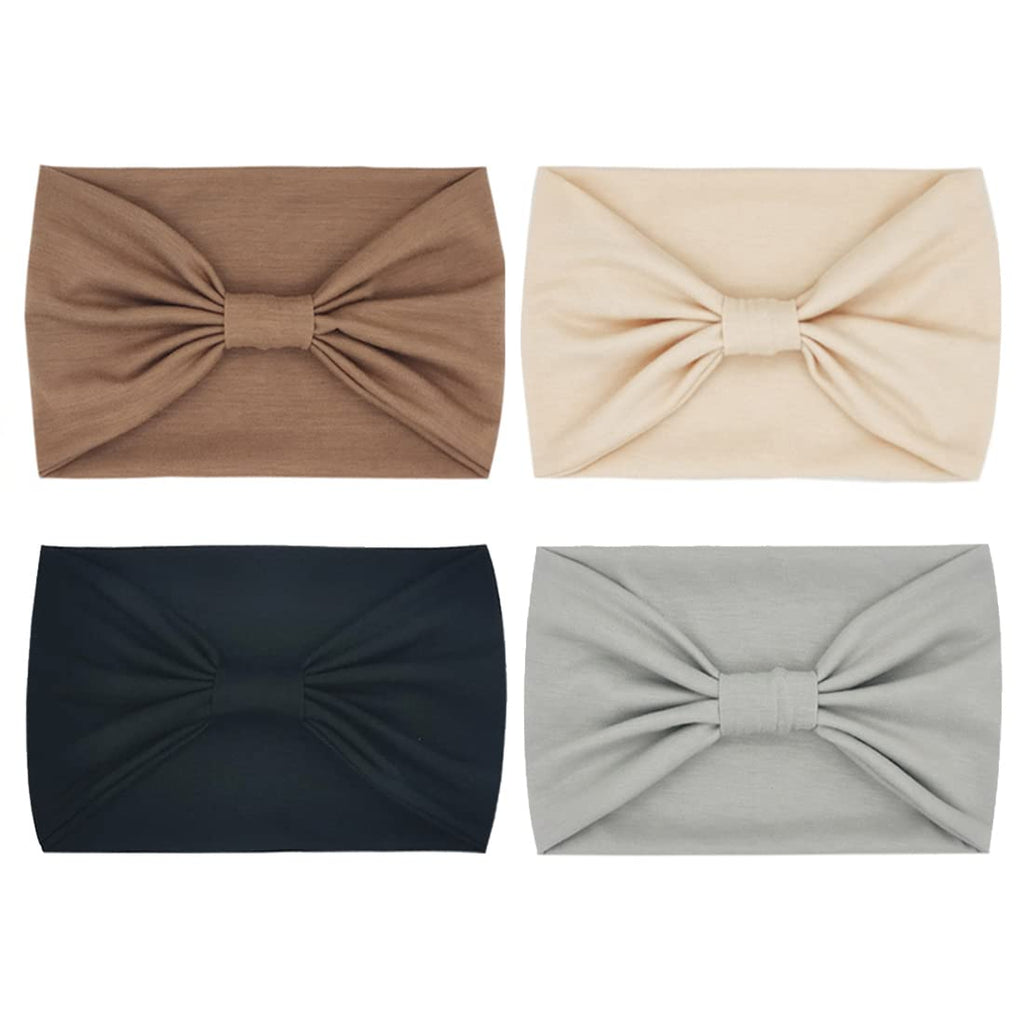 YONUF Wide Headbands for Women, 4 Pack Boho Knotted Head Bands Daily Wear