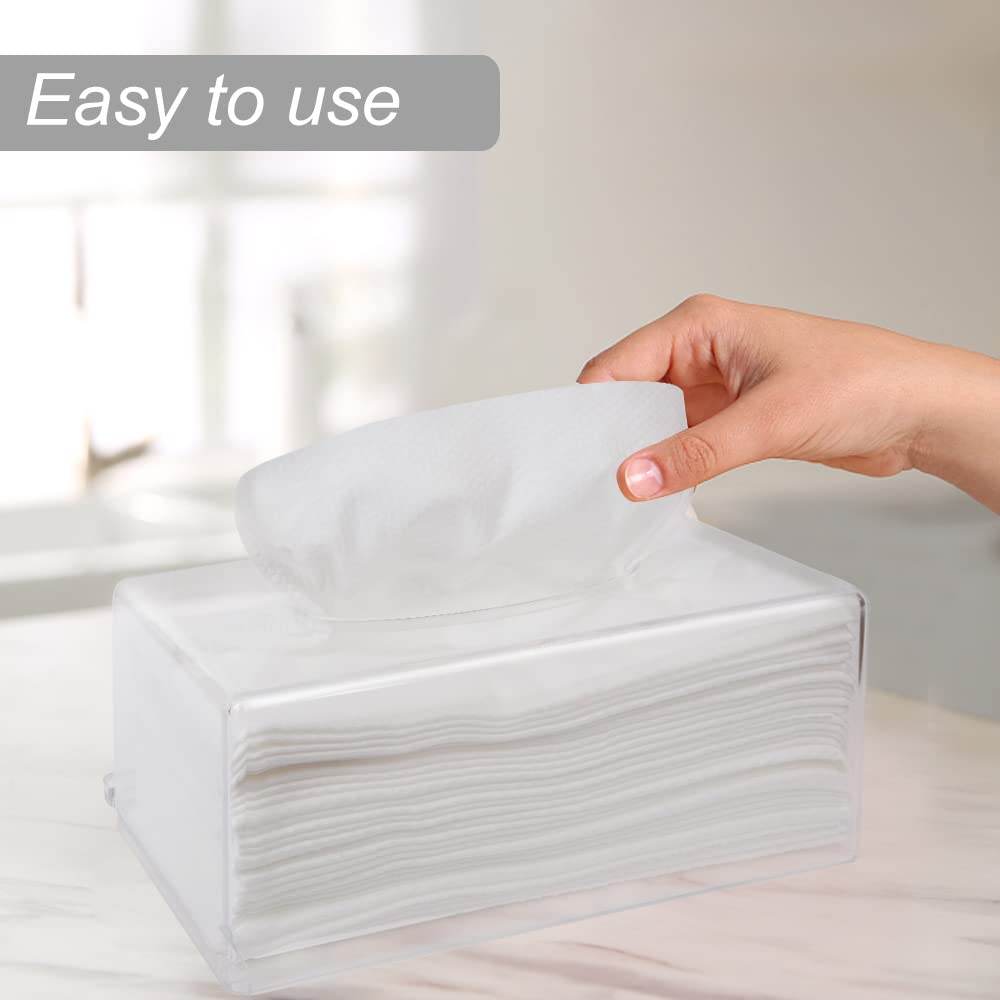 Rectangular Clear Acrylic Tissue Box, Big Box Covers Square, Bathroom Facial Napkin Box Holders, Table Clear Dryer Sheet Dispenser for Bathroom, Kitchen and Cars