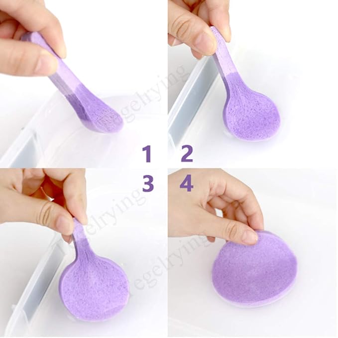 Facial Sponge Compressed,240 Count PVA Professional Makeup Removal Wash Round Face Sponge Pads Exfoliating Cleansing for Women,Purple