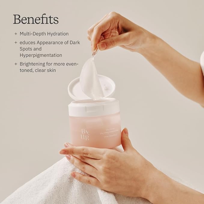 ByUR Vita Giving Keep Radiance Toner Pads - Dark Spots & Hyperpigmentation, Brightening & Hydrating, Hyaluronic Acid, Niacinamide, Vitamin C, Organic Cotton Facial Pore Care Korean Skincare (70 Count)