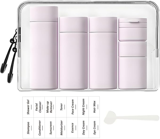 Sprigold 5 Pack Brief and Fashion Travel Bottles TSA Approved, BPA Free Travel Size Containers Refillable Squeeze Bottles for Cosmetic Shampoo Cream Conditioner … (Nordic bean purple)