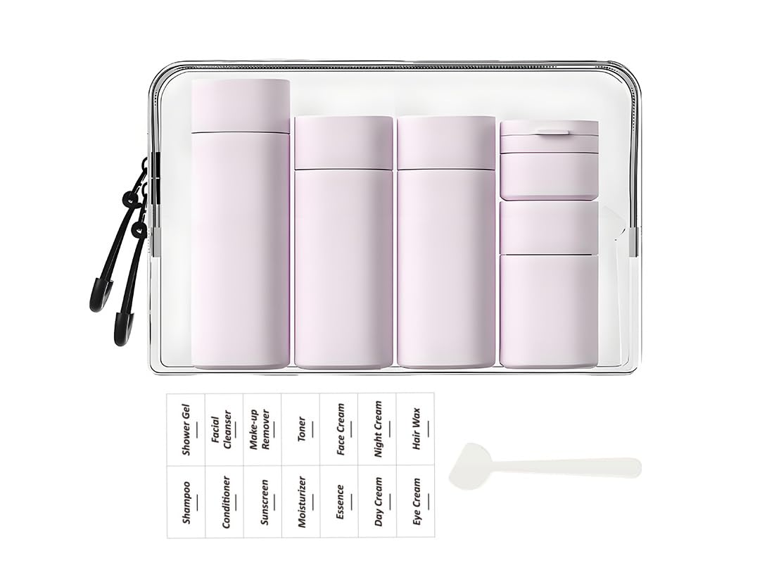 Sprigold 5 Pack Brief and Fashion Travel Bottles TSA Approved, BPA Free Travel Size Travel Containers Refillable Squeeze Bottles for Cosmetic Shampoo Cream Conditioner Lotion Soap… (Nordic mint green)