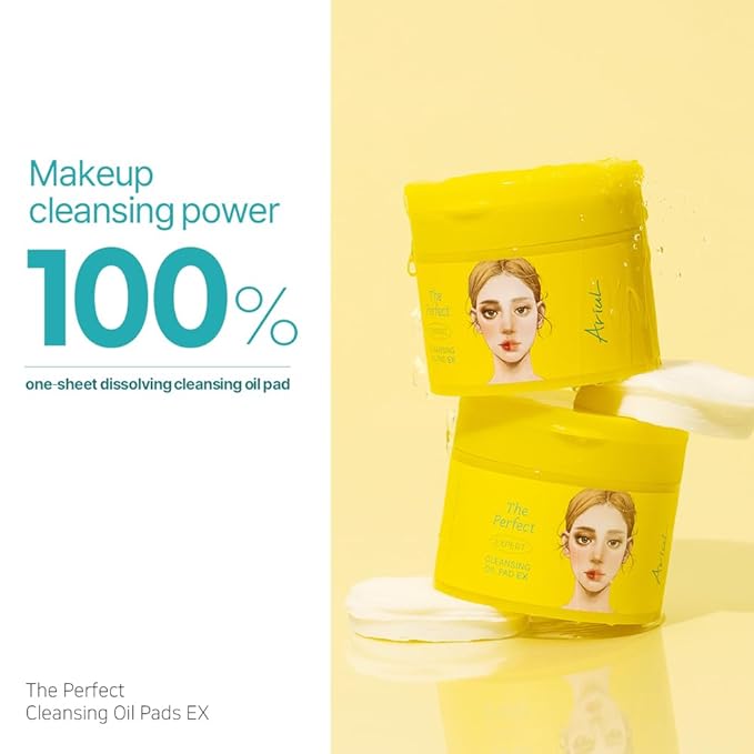 Ariul The Perfect Cleansing Oil Pads EX – Korean Facial Cleansing Pads for Makeup Removal, Gentle Oil Makeup Remover Wipes with Plant Extracts, Hydrating Face Cleanser Pad (60 Sheets)