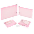 EASYFUN Mesh Pouch, Make up Bag with Zipper Cosmetic Organizer Pouch for Daily or Travel to Keep Small Items, 4 PCS Pink