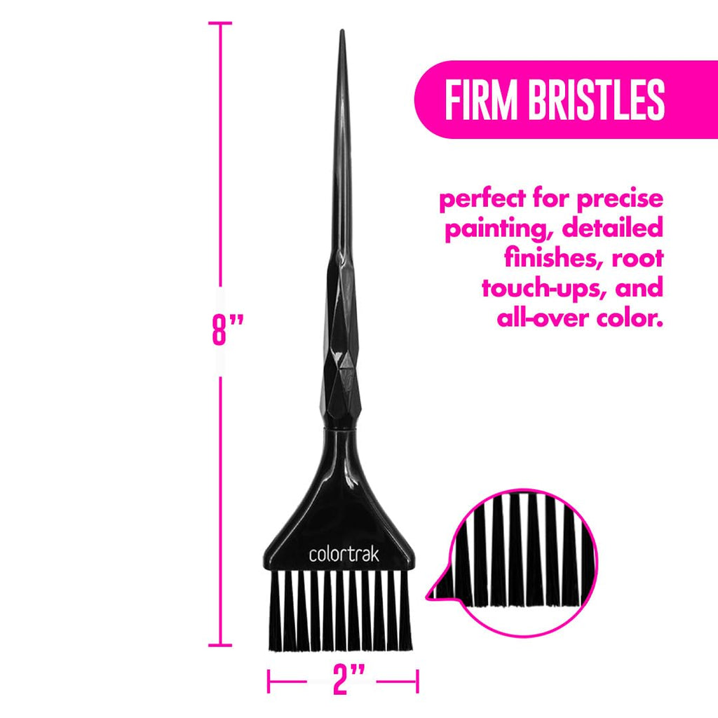 Colortrak Black Diamond Color Brushes, Gem Cut Handles for a Firm Slip-Resistant Hold with Tapered Ends for Sectioning - 1 Firm Brush and 1 Feather Brush