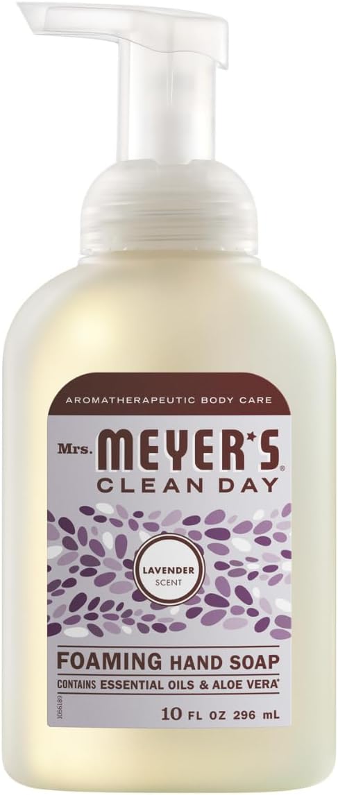 Mrs. MEYER'S CLEAN DAY Foaming Hand Soap 4 Scent Variety Pack, 1 Rain Water, 1 Lavender, 1 Lemon Verbena, 1 Watermelon, 10 OZ Each, 1 CT