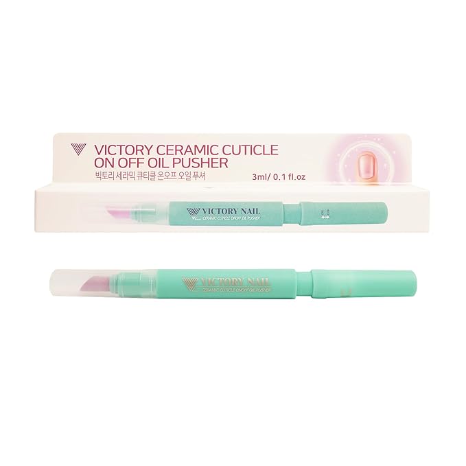 VICTORY NAIL 1PCS Ceramic Cuticle On/Off Oil Pusher Cuticle Pusher (Mint)