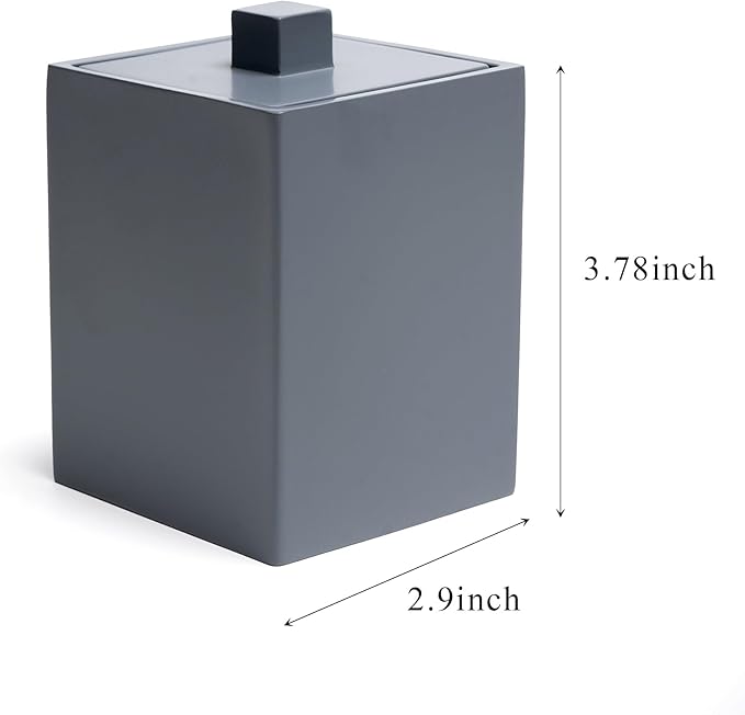 Joitsvia Cotton Swab Holder, Bathroom Resin Q Tips Holder with Lid Dispenser Storage Box Cosmetics Countertop Organizer Containers for Pads, Rounds - Matte Grey