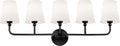 Bathroom Light Fixtures, 5 Light Matte Black Vanity Lights with Flared White Fabric Shade, 35 Inch Wall Sconce, Modern Sconces Wall Lighting for Hallway Bedroom, VL837-MB-5