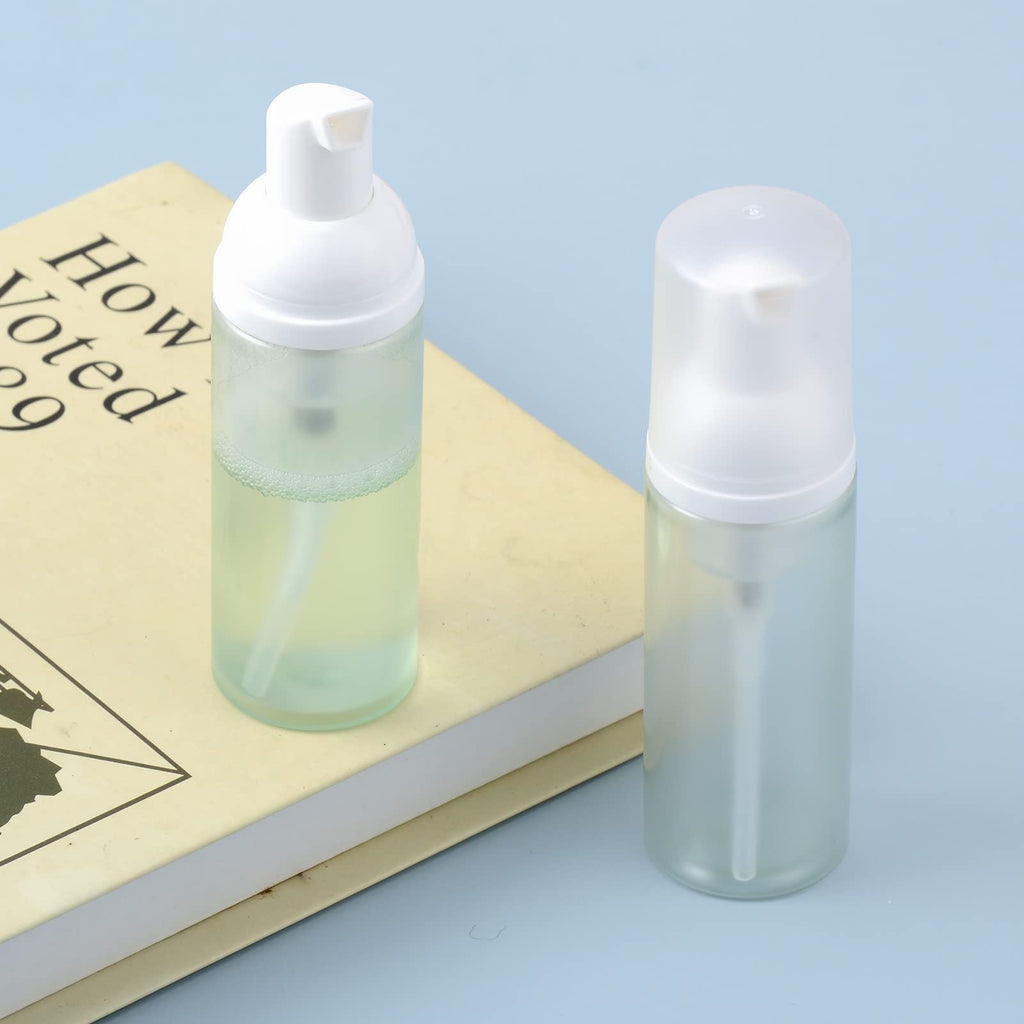 Owlyee Travel Foam Pump Bottle - 2oz Small Size Foaming Hand Soap Dispenser - Mini Portable Mousse Lash Shampoo Kit Container for Hair - Empty Leak Proof Plastic White&Green Foamer 3Pack