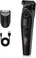 Electric Beard Trimmer for Men Professional Adjustable Length and Hair Clipper, Men's Beard Mustache Trimming and Body Hair Trimmer, Cordless Digital Display and Rechargeable USB-c Charger -Black