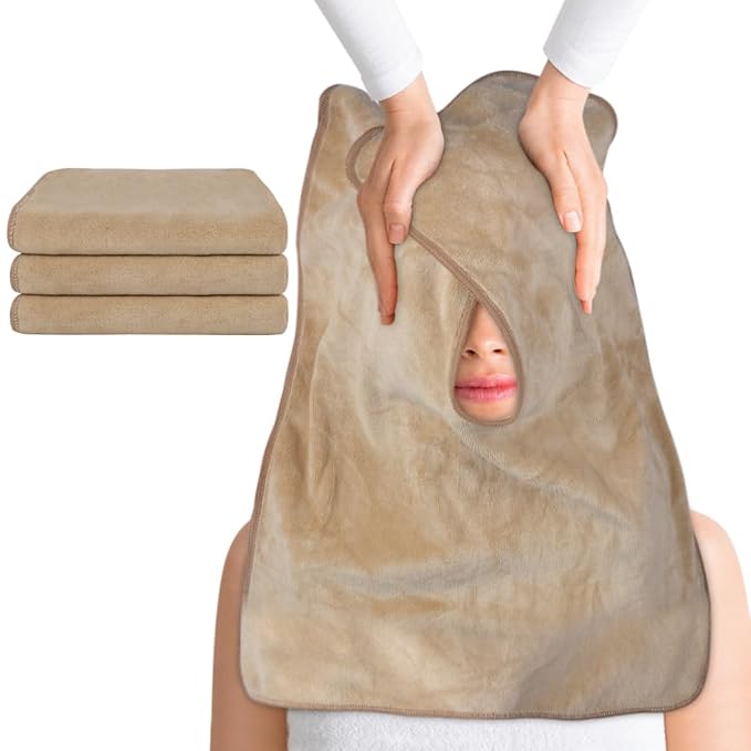 SINLAND Microfiber Esthetician Towels for Facials Mask Removing Face Wrap Soft Facial Cloth with Split Design Spa Towels for Facial Steam Massage and Cleansing 20x15.7inch