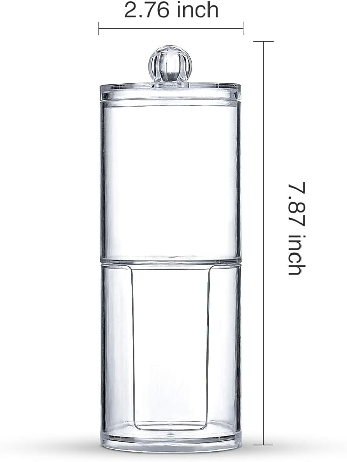 SheeChung Clear Acrylic Qtip Holder Dispenser, Shatterproof Cotton Ball Holder for Bathroom Organization - Vanity Storage Canisters for Cotton Swabs,Balls,Pads(2 Pack 10oz&12oz)