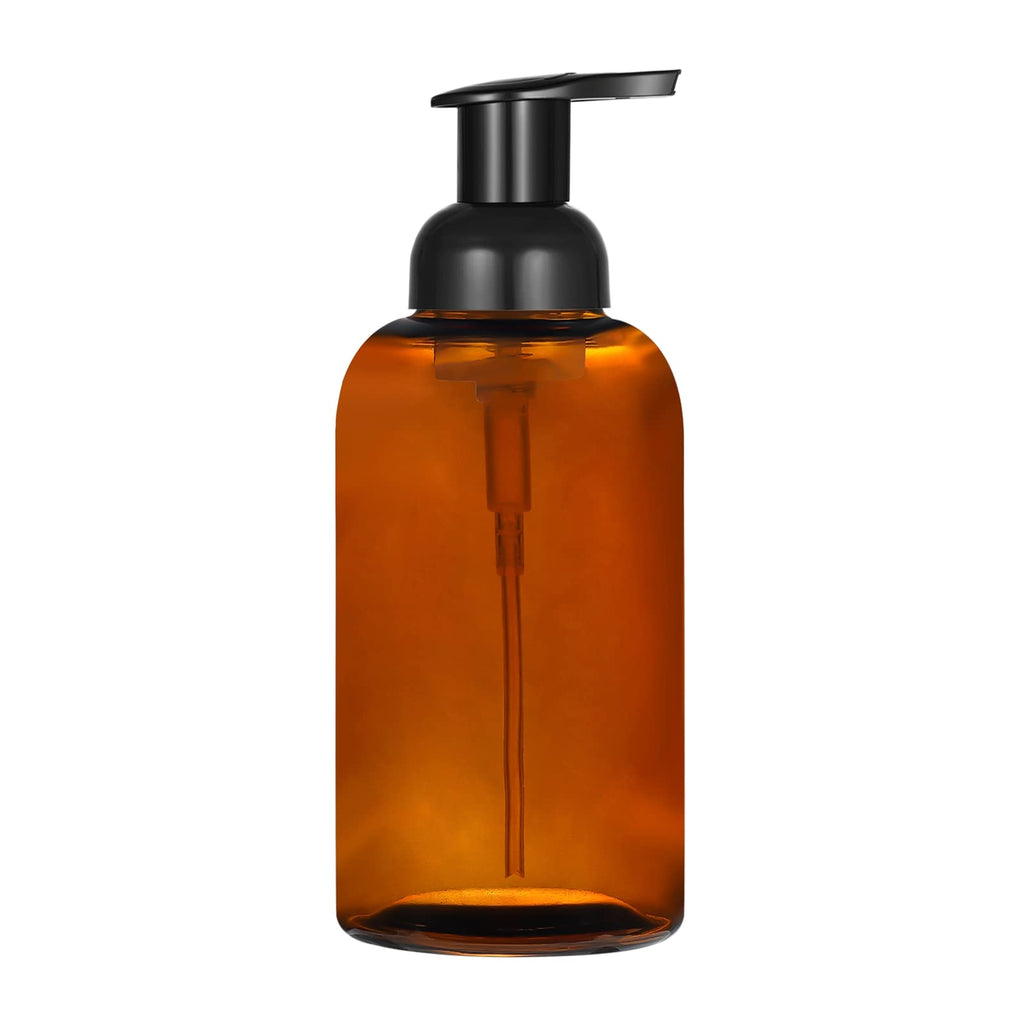 2 Pack Amber Glass Jar Soap Dispenser with Foaming Pump, 13 Ounce Amber Round Bottles Dispenser with Foaming Pump