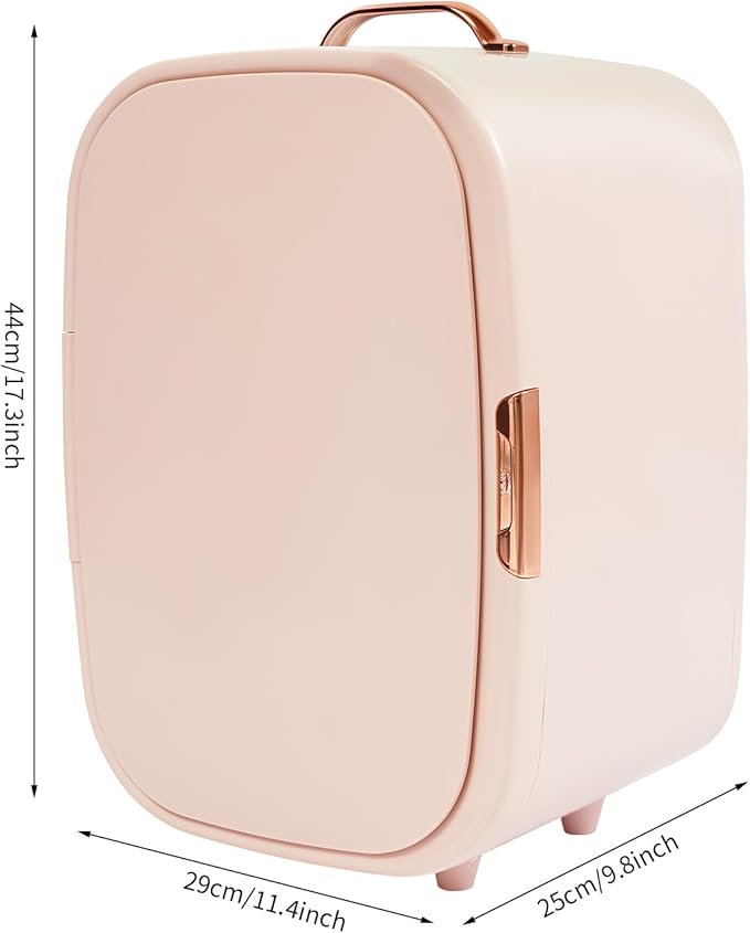 Skincare Fridge, 12L Portable Beauty Fridge for Comestic Storage, Compact Mini Cosmetic Refrigerator with Cooling & Heating, Adjustable Shelves for Makeup, Perfumes, Facial Masks, Lipsticks (Pink)