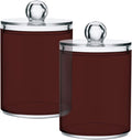 Indian Red Qtip Holder Organizer Dispenser Cotton Swabs Cans Plastic Jars with Lid Set 2 Pack Bathroom Storage Canister for Cotton Ball Floss Cotton Pads
