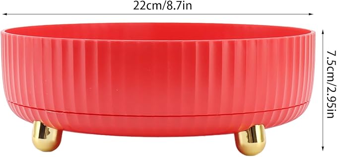 Fydun Rotating Plate, 360 Degree Storage Rack Organizer Round Cosmetic Shelf Basket Turntable for Kitchen Cabinet Pantry Small White Lazy Susans Refrigerator (Red)