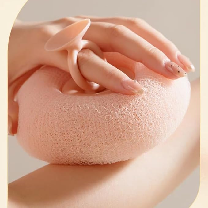 Bath Sponge, Suction Cup Bath Ball Body Scrubber, 2026 Upgraded 2-in-1 Sunflower Ball Exfoliating Bath Sponge Cleaning Brush, Mesh Shower Body Sponge Accessories for Women, Men Shower (3 Color)