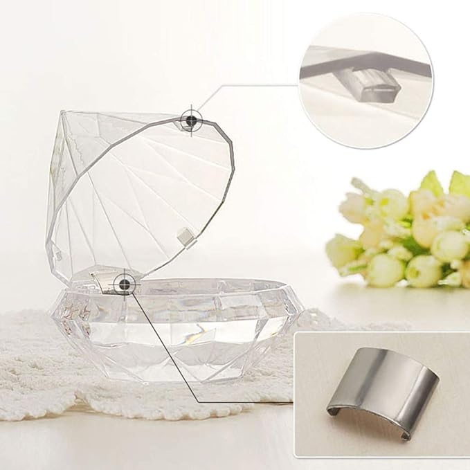 Healthcom 6 Pcs 25mm Clear Diamond Shape Empty False Eyelashes Packaging Box Case 3D Mink Lash Box Acrylic Eyelash Storage Box Holder with Trays Candy Gift Box DIY Makeup Lash Case for Women Girls