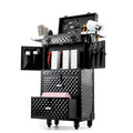 CNCEST Beauty Salon Luggage, Rolling Lockable Hair Stylist Travel Case Hairdressing Trolley Stylist Beauty Salon Cosmetic Luggage Travel Organizer Tool Box with Hair Dryer Holder