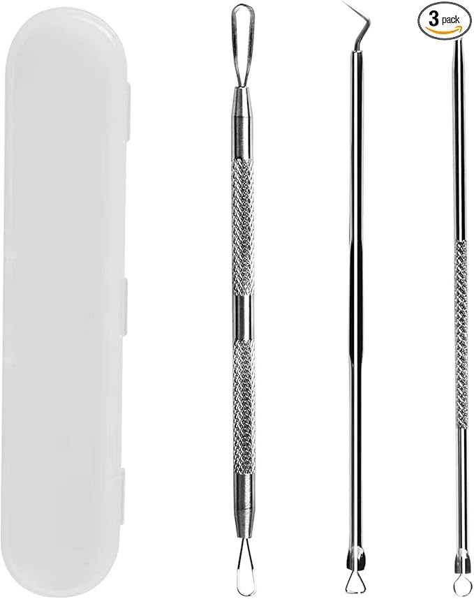 WSYUB Pimple Popper Tool, Stainless Steel Pimple Extractor, WSYUB Blackhead Tweezers, Comedones Extractor Acne Removal Kit for Blemish, Whitehead Popping