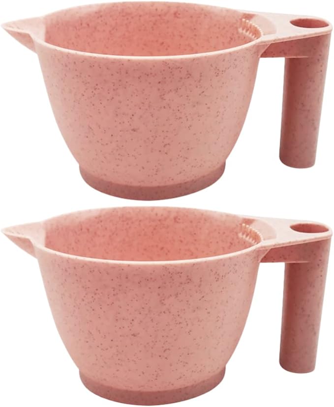 Beaupretty Hair Dye Facial Tools 2pcs Tint Bowl Mixing Bowls Hair Dye Bowls with Handle for for Barber Salon Home Pink Hair Dye Facial Tools