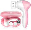 Electric Facial Cleansing Brush for Women, 3-in-1 Face Cleanser and Exfoliator Brush with 3 Brush Heads, 2 Speeds, Waterproof Spin Brush, Travel Size Case, Perfect for Valentine's Day (Pink)