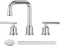 WOWOW Widespread Bathroom Faucet Chrome 8 inch Bathroom Sink Faucet Adjustable 3 Pieces Basin Faucets 360° Swivel Spout Modern Lavatory Faucet Vanity Faucets Water Supply Lines Quick Install Pipe