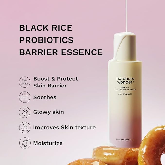 haruharu Wonder Black Rice Probiotics Barrier Essence, 4.05 fl.oz, Skin Flooding & Layering, Strengthens Skin Barrier, Moisturizes, Glowy Radiant Skin, Non-Comedogenic, Vegan Korean Skincare
