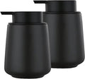 12Oz Hand Soap Dispenser Set - 2 Pack Ceramic Lotion Soap Dispenser Set with Easy-to-Press Black Pump, Refillable Mordern Liquid Dish Soap Dispensers for Bathroom & Kitchen (Black, Liquid Pump)